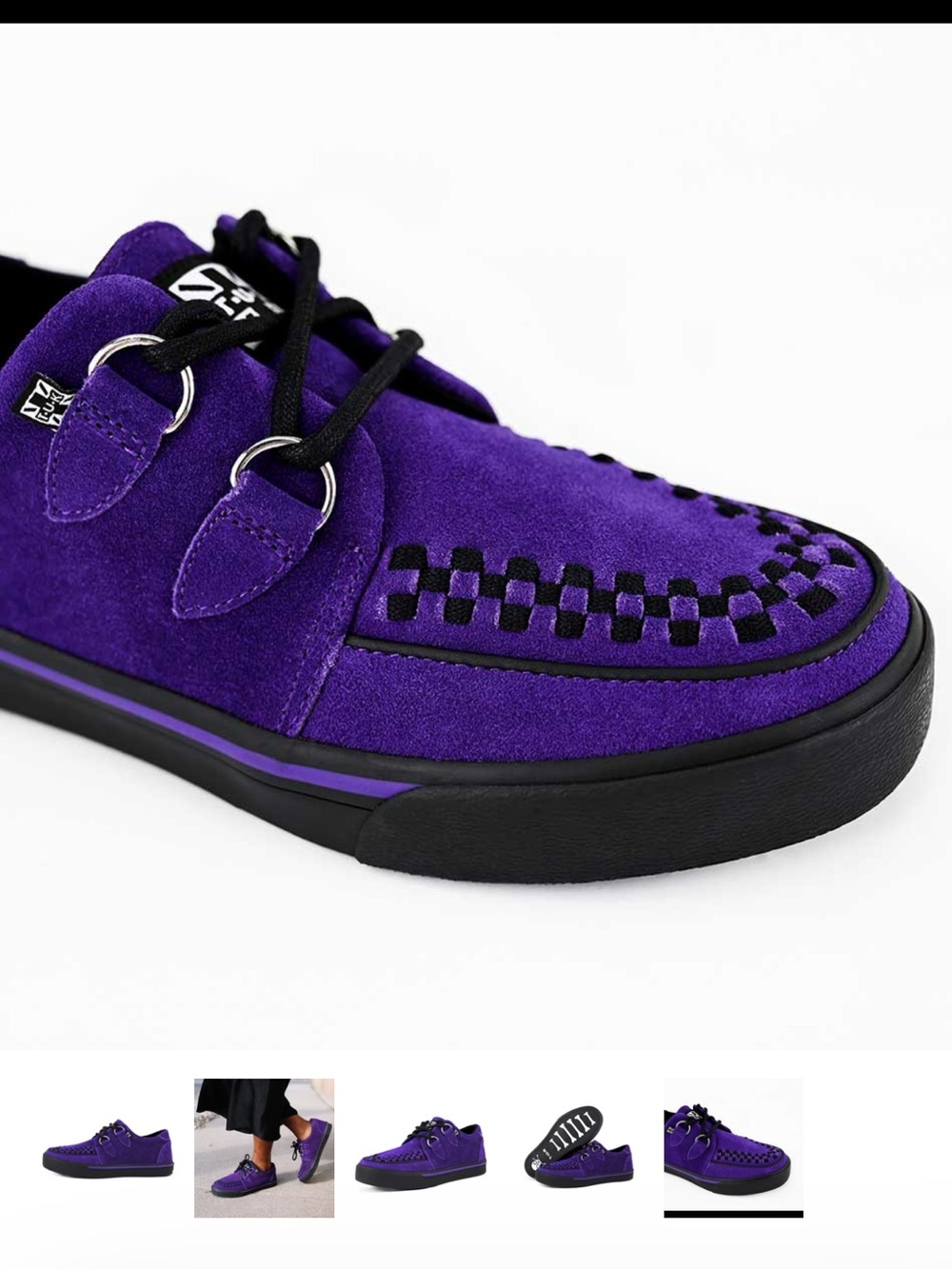 T.U.K Purple Suede Low-Top Sneaker with Black Accents